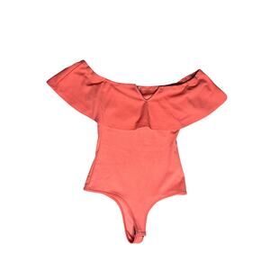 Vintage Marci Coral Off-Shoulder Ruffle Bodysuit Women’s Small One Piece